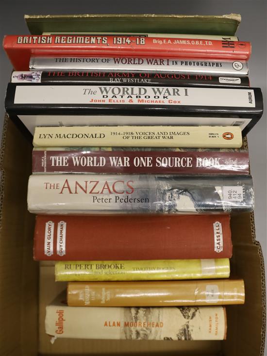 A collection of works relating to British Military history and WWI related poetry (29 books, in 2 boxes)